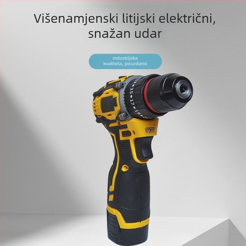 Bežična bušilica s udarnom funkcijom, promjenjiva brzina, okretanje naprijed/nazad, punjiva litijeva baterija