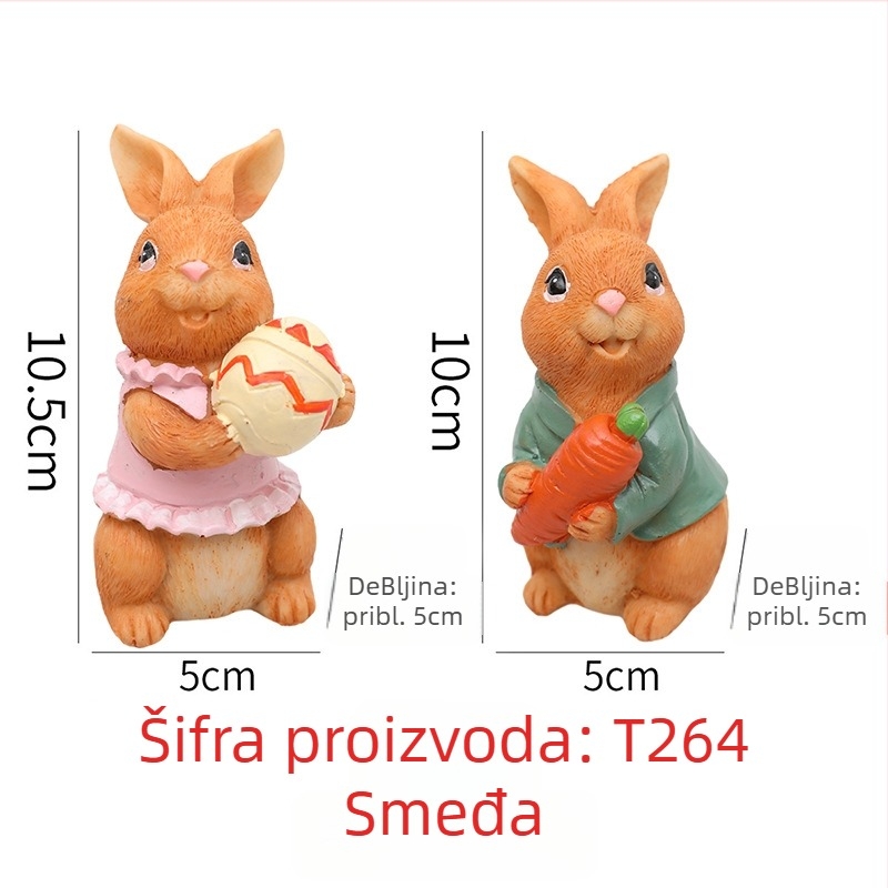 Dekorativni zec od smole za vrt, crtani stil, mini pejzaž na prozoru