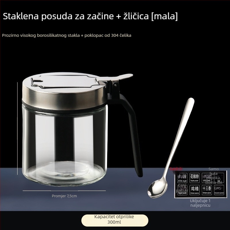 Set posuda za začine – staklene posude otporne na toplinu od borosilikatnog stakla, dozatori za tekuće začine, elegantno kuhinjsko skladištenje, prvoklasna kvaliteta