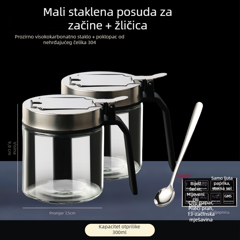Set posuda za začine – staklene posude otporne na toplinu od borosilikatnog stakla, dozatori za tekuće začine, elegantno kuhinjsko skladištenje, prvoklasna kvaliteta