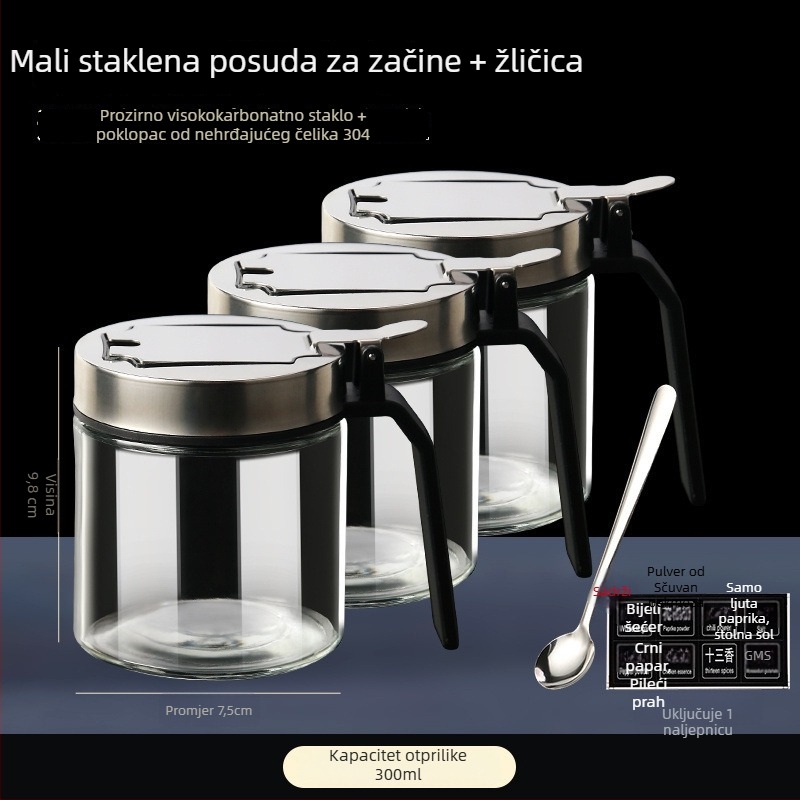 Set posuda za začine – staklene posude otporne na toplinu od borosilikatnog stakla, dozatori za tekuće začine, elegantno kuhinjsko skladištenje, prvoklasna kvaliteta