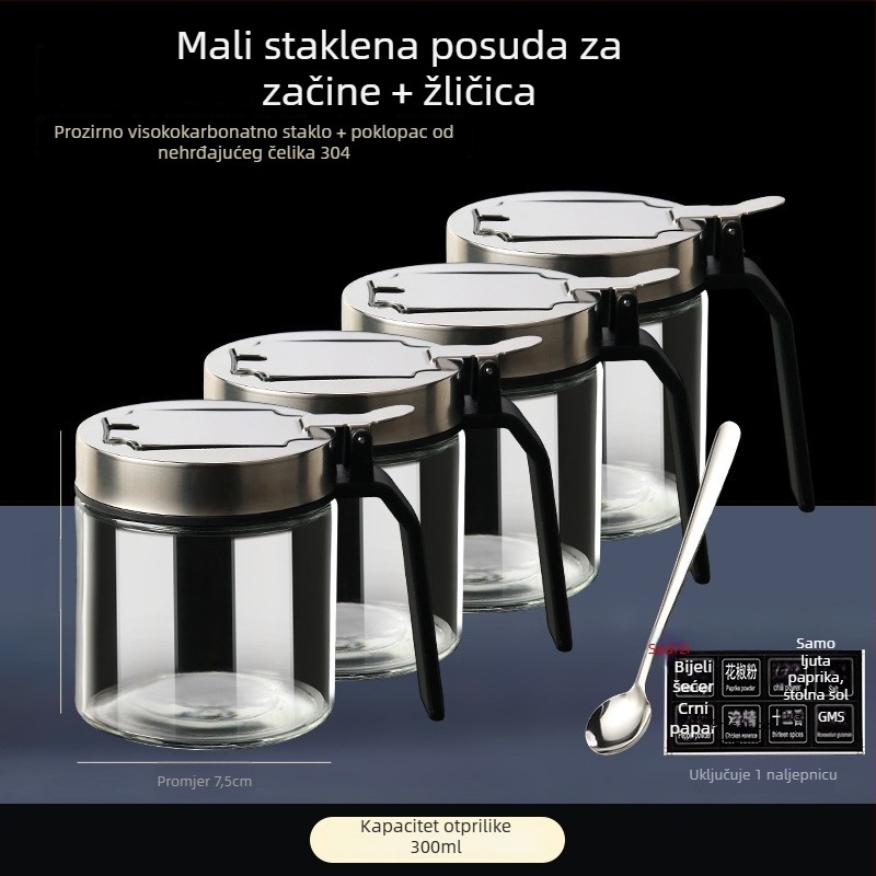 Set posuda za začine – staklene posude otporne na toplinu od borosilikatnog stakla, dozatori za tekuće začine, elegantno kuhinjsko skladištenje, prvoklasna kvaliteta
