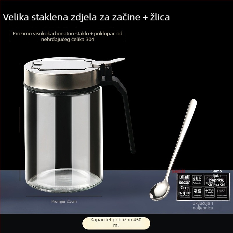 Set posuda za začine – staklene posude otporne na toplinu od borosilikatnog stakla, dozatori za tekuće začine, elegantno kuhinjsko skladištenje, prvoklasna kvaliteta