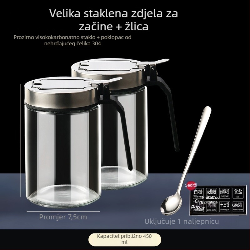 Set posuda za začine – staklene posude otporne na toplinu od borosilikatnog stakla, dozatori za tekuće začine, elegantno kuhinjsko skladištenje, prvoklasna kvaliteta