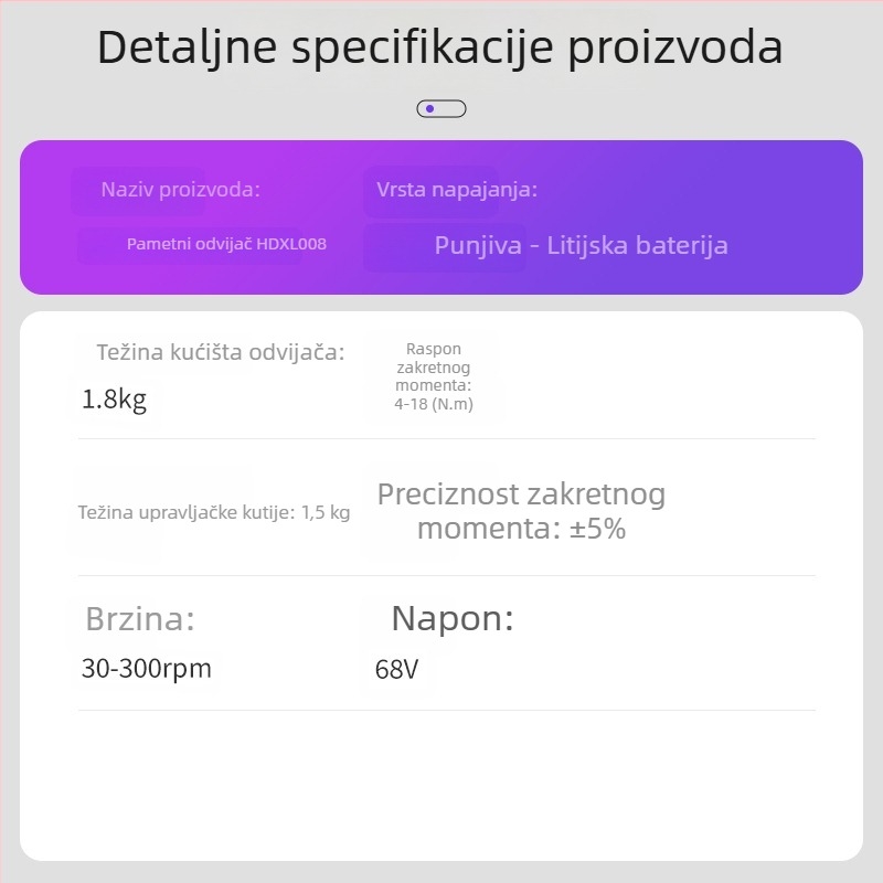 Automatski zaključavajući odvijač s inteligentnim mehanizmom, punjiva litijska baterija, kompatibilan sa šesterokutnom glavom