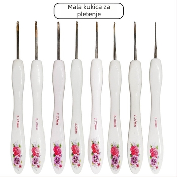 Set aluminijskih kukica za pletenje s malim zakrivljenim držačima, 8 komada, blister pakiranje