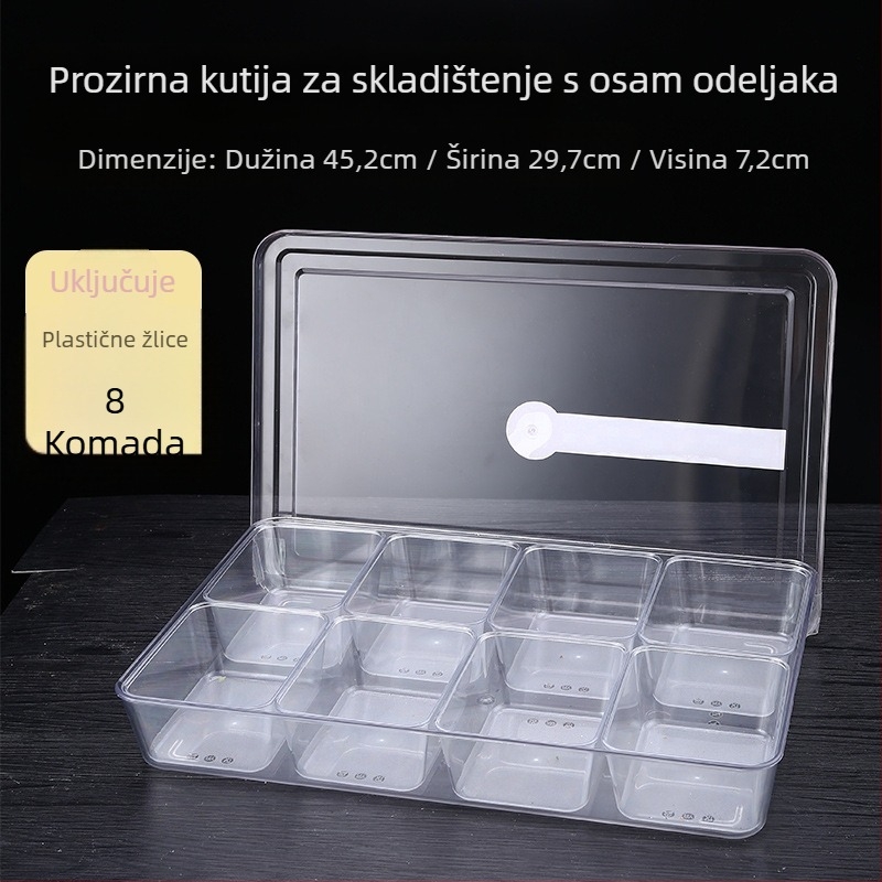 Akrilna kutija za začine s žličicom — prozirno skladištenje čvrstih začina, moderan jednostavan stil, vrhunska kvaliteta