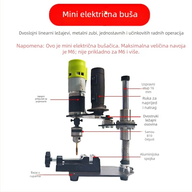 Prijenosna električna mašina za navoje, 22V, regulacija brzine, višenamjenska za metalne navoje