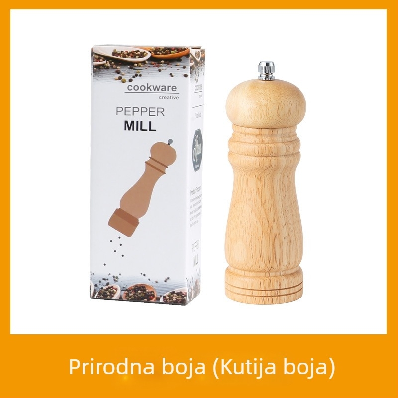 Set ručnog mljevenja papra i posuda za začine od hrastovog drveta, ručni, za čvrste začine, s otiskom logotipa i mogućnošću prilagodbe