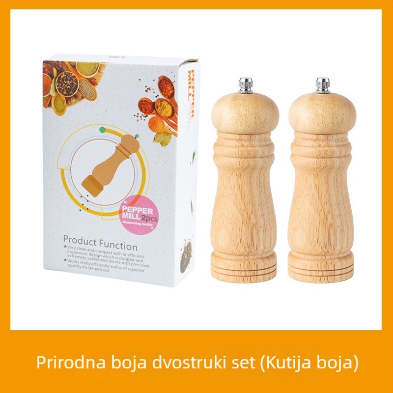 Set ručnog mljevenja papra i posuda za začine od hrastovog drveta, ručni, za čvrste začine, s otiskom logotipa i mogućnošću prilagodbe