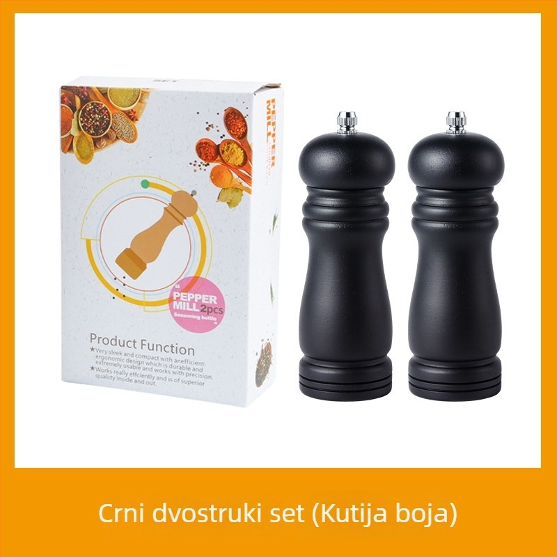 Set ručnog mljevenja papra i posuda za začine od hrastovog drveta, ručni, za čvrste začine, s otiskom logotipa i mogućnošću prilagodbe
