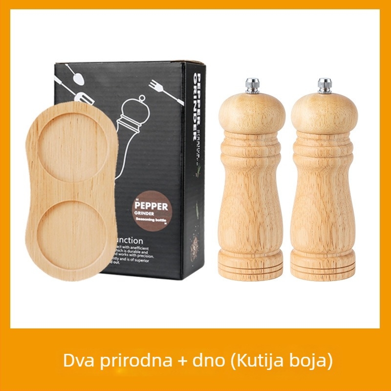 Set ručnog mljevenja papra i posuda za začine od hrastovog drveta, ručni, za čvrste začine, s otiskom logotipa i mogućnošću prilagodbe