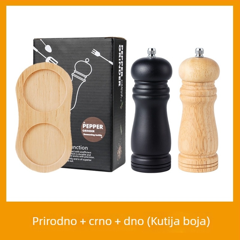Set ručnog mljevenja papra i posuda za začine od hrastovog drveta, ručni, za čvrste začine, s otiskom logotipa i mogućnošću prilagodbe
