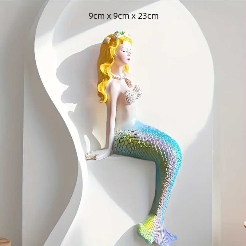 Sirena vrtna figurica – vanjska dekorativna figura od smole za vrt, terasu, dvorište, bazen ili akvarij, pastoralnog stila