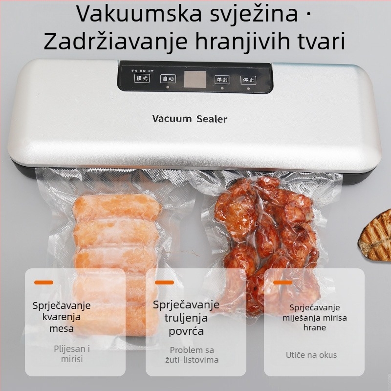 ZKFK-0018 Potpuno automatska vakuumska mašina za kućnu upotrebu, 120W, 110-220V, kapacitet ispod 500 ml, težina 1 kg
