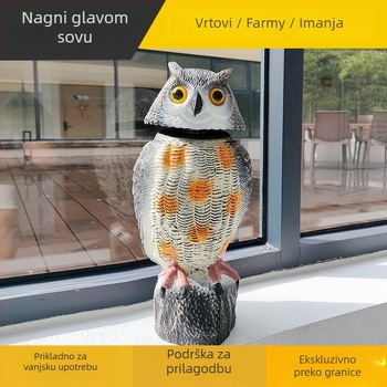 Vanjska ukrasna sova za vrt s pokretnom glavom, odvracanje ptica i miševa, materijal PE, pastoralni stil
