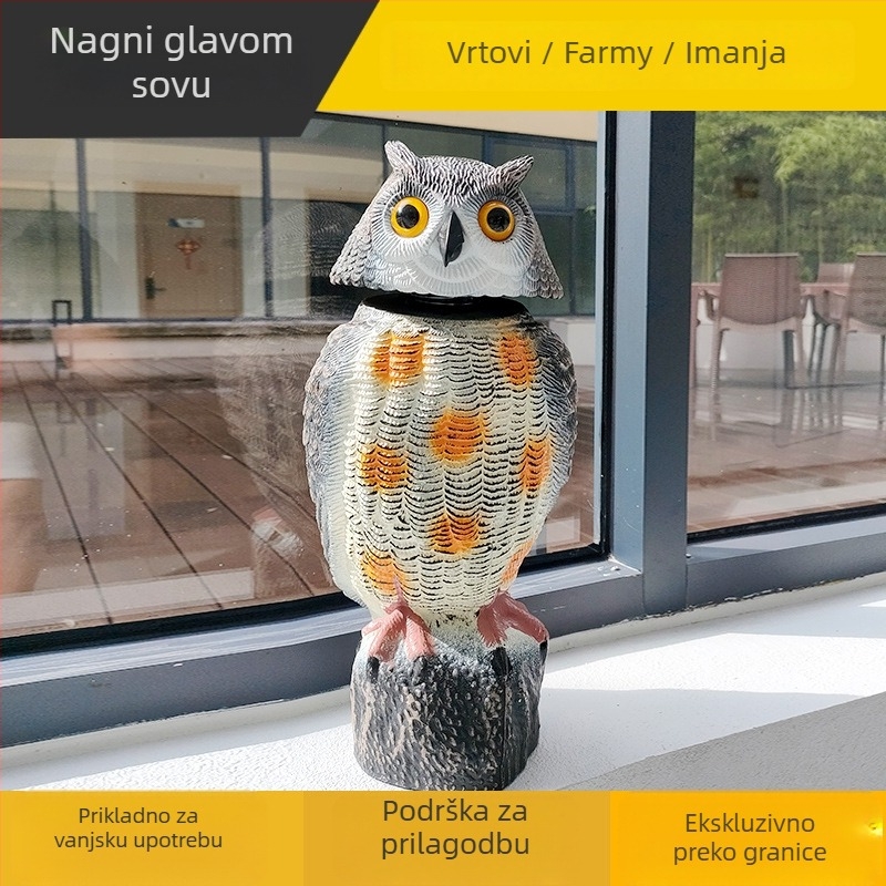 Vanjska ukrasna sova za vrt s pokretnom glavom, odvracanje ptica i miševa, materijal PE, pastoralni stil