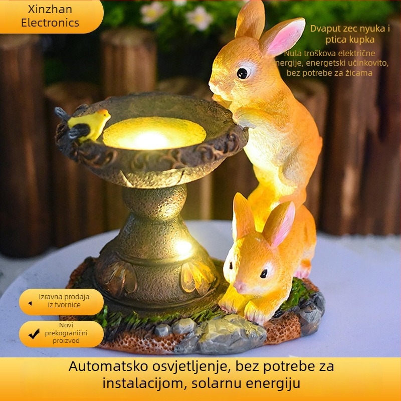 Solarna figura od smole – ukras za vrt, zec, šifra proizvoda Xz048, branda Xinzhan Electronics