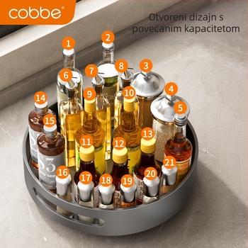 Cobbe/Cabei okretni držač začimba na kuhinjskom pultu – Space aluminij, za ulje, sol, umak i ocat