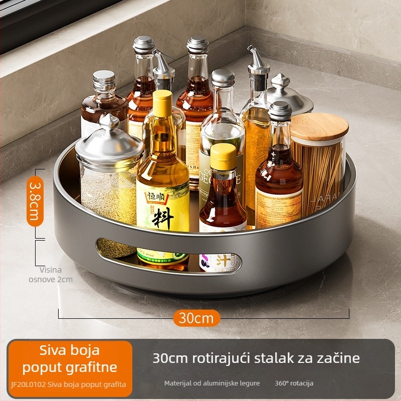 Cobbe/Cabei okretni držač začimba na kuhinjskom pultu – Space aluminij, za ulje, sol, umak i ocat