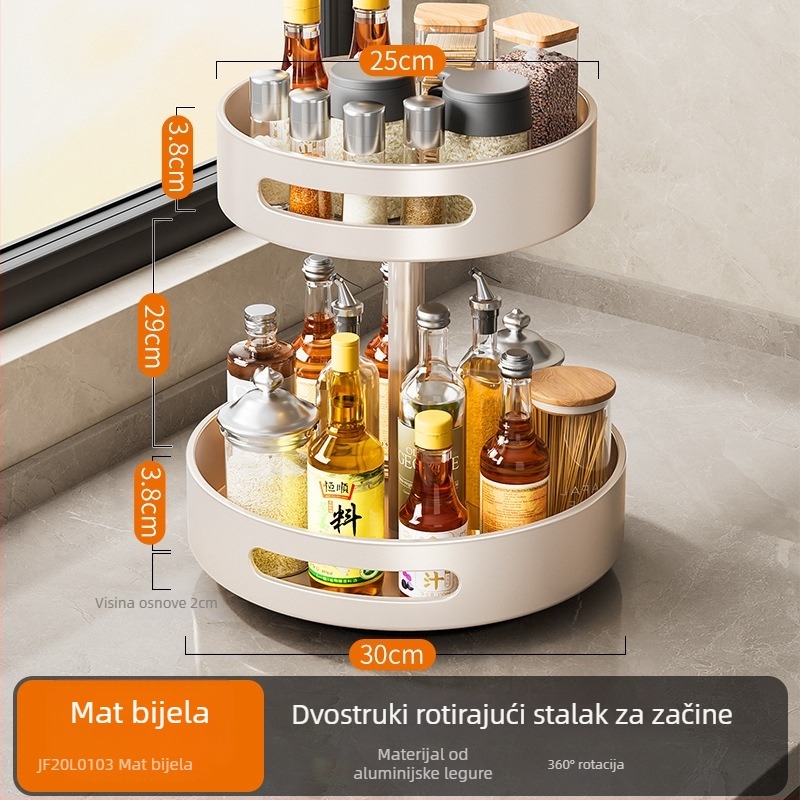 Cobbe/Cabei okretni držač začimba na kuhinjskom pultu – Space aluminij, za ulje, sol, umak i ocat