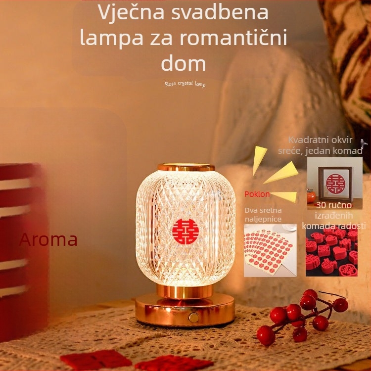 Asu svadbena noćna lampica, akrilno staklo, kineskog stila dekorativna stolna lampa za spavaću sobu, zanatski kod 16130103