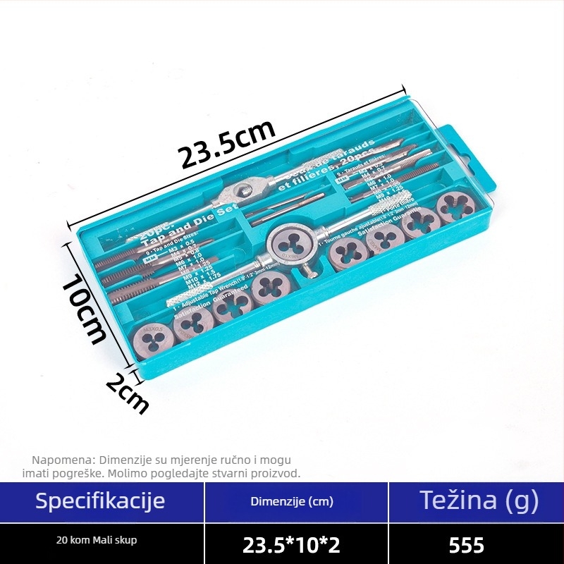 Treba mi pojašnjenje: želite li koristiti uobičajene tehničke termine za svaki jezik (češće s engleskim posuđenicama poput tap, die, hand wrench) ili potpuno lokalizirane prijevode za svaki jezik?