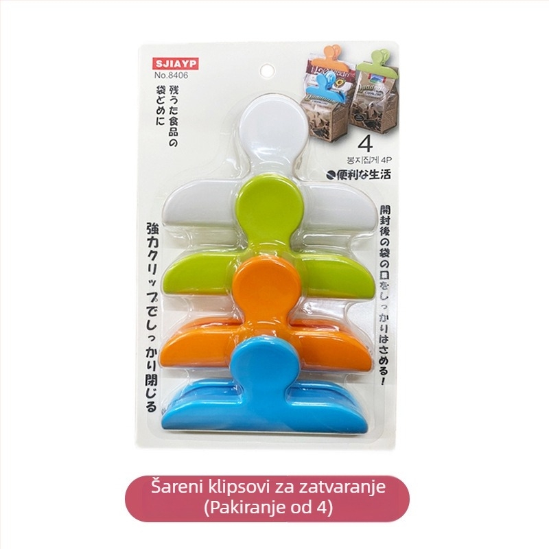 SJIAYP Zatvarač za vrećice s hranom, 4 kom., plastična, japanski stil, otporna na vlagu, prilagođeno logo i privatna etiketa