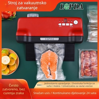 Kompaktna kućna vakuumska mašina za suhe i mokre namirnice — vakuum i zatvaranje, model LPD2704, 150W, 220V, ABS/430 nehrđajući čelik