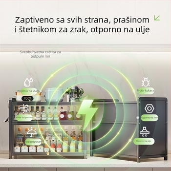 Višenamjenska kuhinjska polica za začine s poklopcem — otporna na prašinu, stolni spremnik od karbonskog čelika