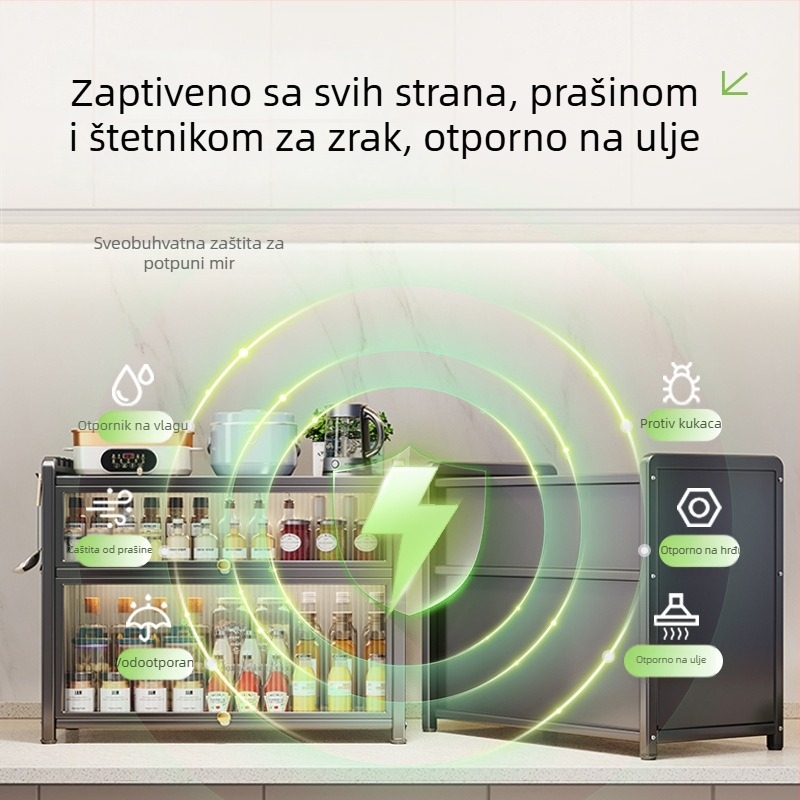 Višenamjenska kuhinjska polica za začine s poklopcem — otporna na prašinu, stolni spremnik od karbonskog čelika