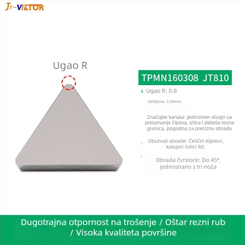 JT-VIKTOR TPMN160308 Srednje trokutasti CNC umetak – oštrica od metalno-keramičkog legura – NC alat za čelik i nehrđajući čelik
