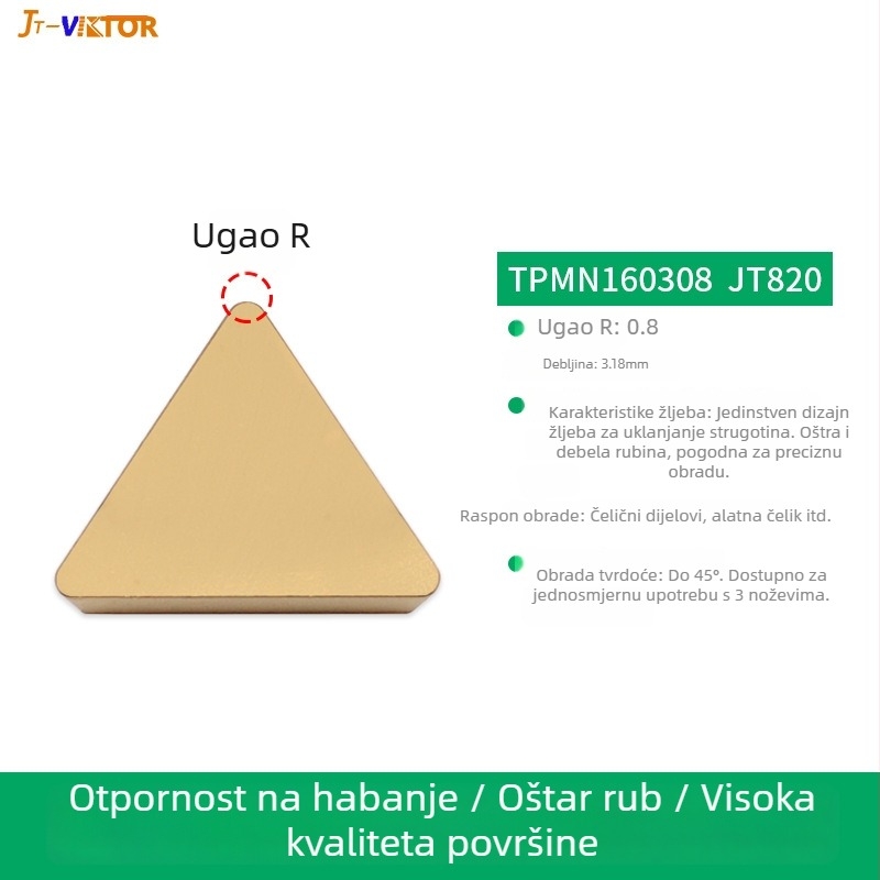 JT-VIKTOR TPMN160308 Srednje trokutasti CNC umetak – oštrica od metalno-keramičkog legura – NC alat za čelik i nehrđajući čelik