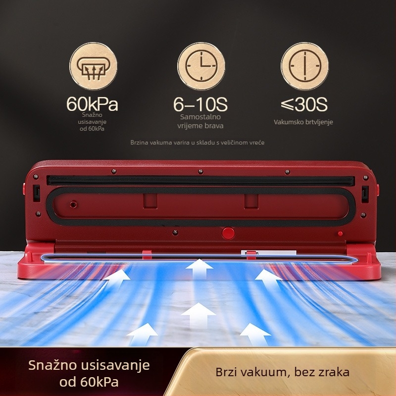 Shiny Superior vakuumski stroj – model Light Luxury Sealing Machine, značajke: vakuumsko pakiranje, plastično pakiranje, USB napajanje, plastično kućište