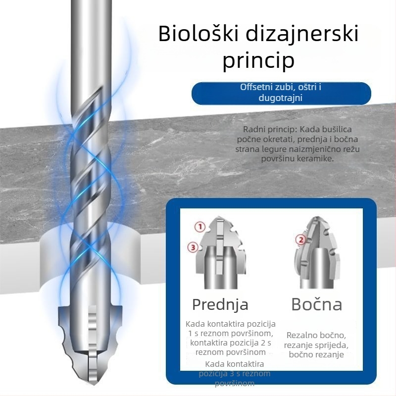 King Fang novo ažurirano svrdlo s četiri oštrice nazubljeno ekscentrično svrdlo sa šesterokutnim držačem za keramičke pločice i beton, suho bušenje