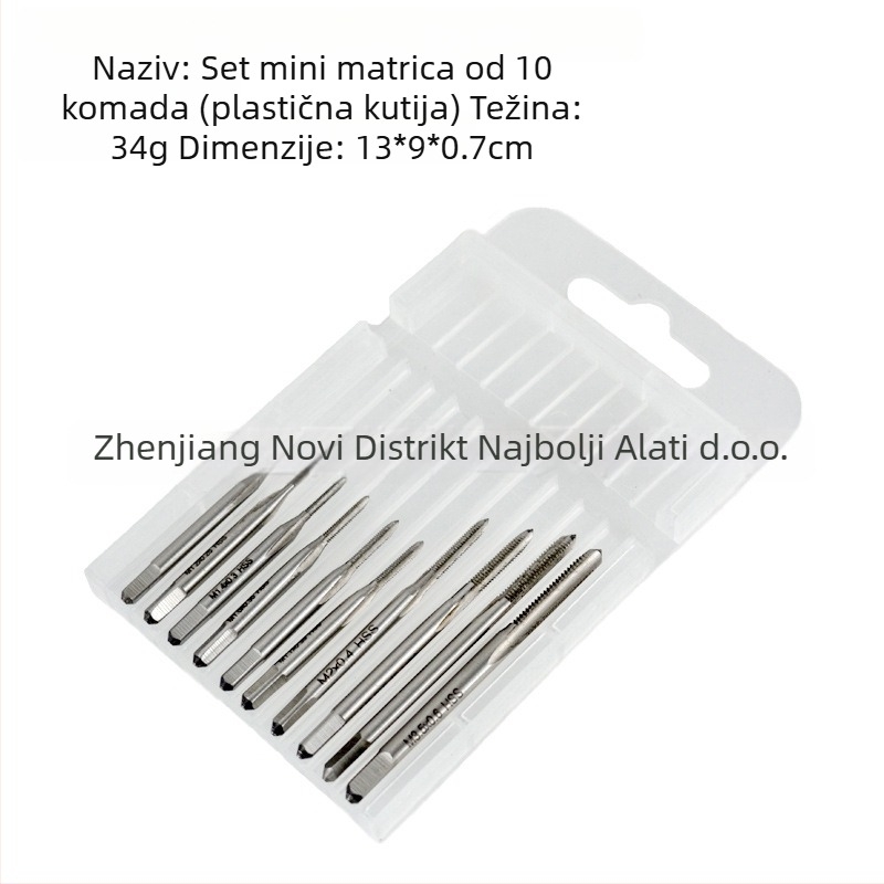 10 kom mini navojne bušilice s ravnim žlijebom od HSS6542 visoke čvrstoće čelika
