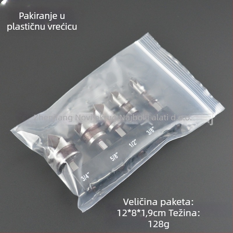 5-djelni set alata za faziranje s šestouglom držačem i pet noževa, kut 82°