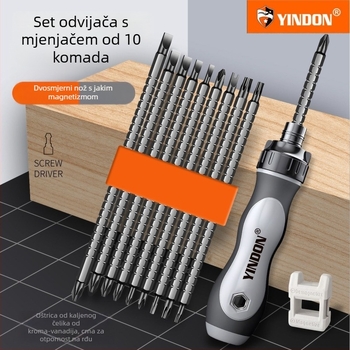 Set odvijača s mehanizmom račnog i teleskopskom drškom – križni i posebni oblici bitova, višefunkcionalan (Brand: Powerful Factory; Materijal: karbonska čelika; Set: Da)