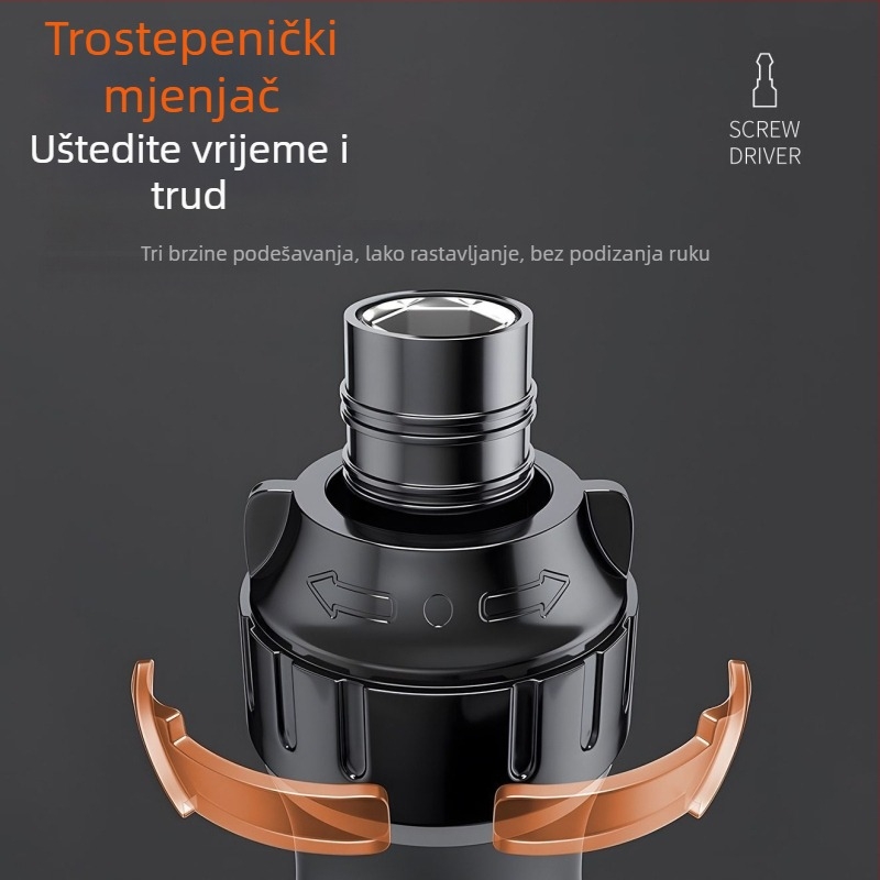 Set odvijača s mehanizmom račnog i teleskopskom drškom – križni i posebni oblici bitova, višefunkcionalan (Brand: Powerful Factory; Materijal: karbonska čelika; Set: Da)