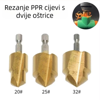 PPR bušilica za cijevi sa koracima, dvostruka, šesterokutni drška