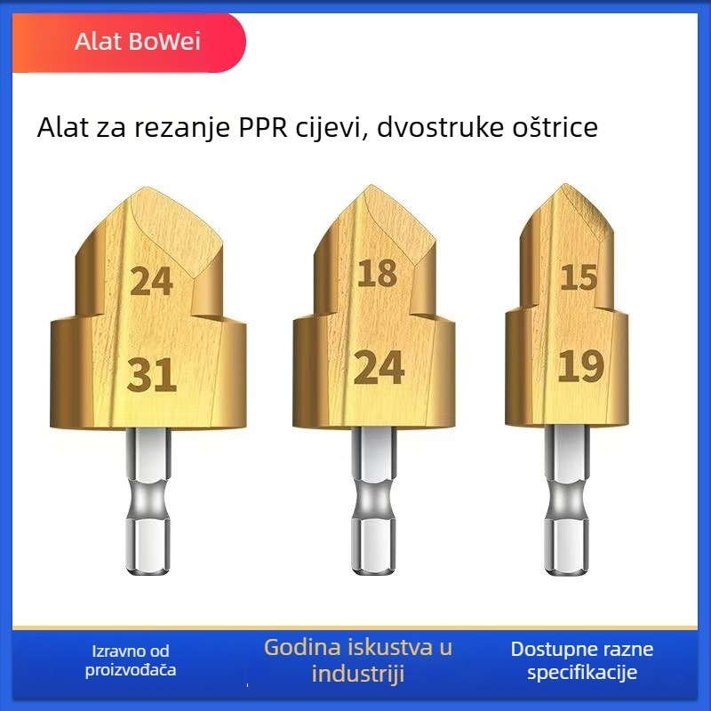 PPR bušilica za cijevi sa koracima, dvostruka, šesterokutni drška