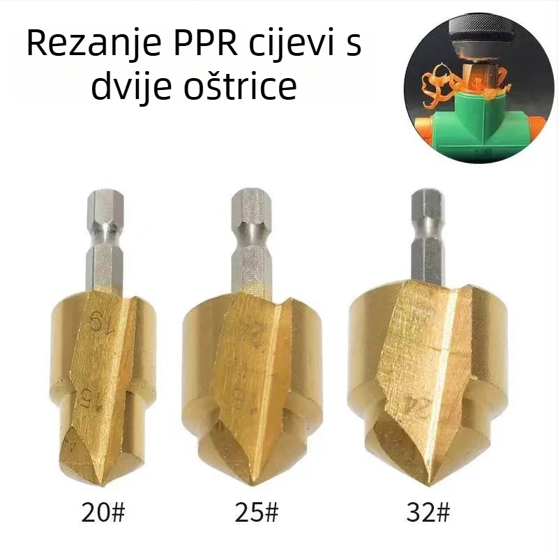 PPR bušilica za cijevi sa koracima, dvostruka, šesterokutni drška