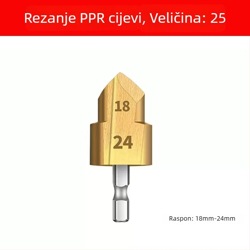 PPR bušilica za cijevi sa koracima, dvostruka, šesterokutni drška
