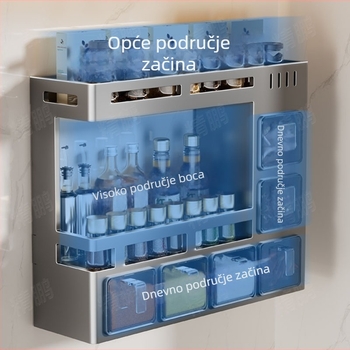 Odyssk zidni stalak za začine od karbonskog čelika, bez bušenja, moderni minimalistički stil, za ulje, sol, umak i ocat