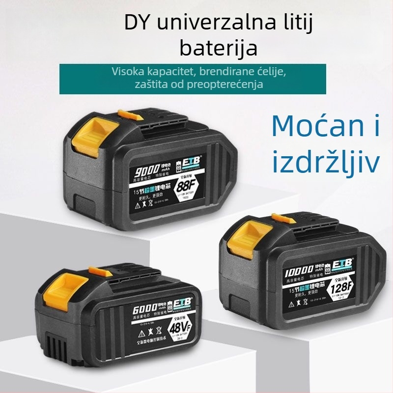 Jeffley Bežični set alata s baterijom od 20 ćelija, 88V (litij-ionska), punjiva: bušilica, bušilica s udarnim mehanizmom, odvijač s udara, električna pila, kutna brusilica