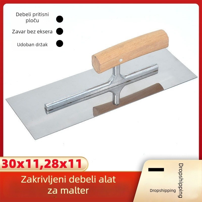 Špatula za žbukanje s zakrivljenom drškom od nehrđajućeg čelika — model ravna špatula, Jetta, za žbukanje, malter i cement