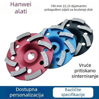 Dijamantni kupasti kotač za brušenje betona — posebno oblikovan kotač, dijamantna konstrukcija, sinteriranje, Hanwei Tools