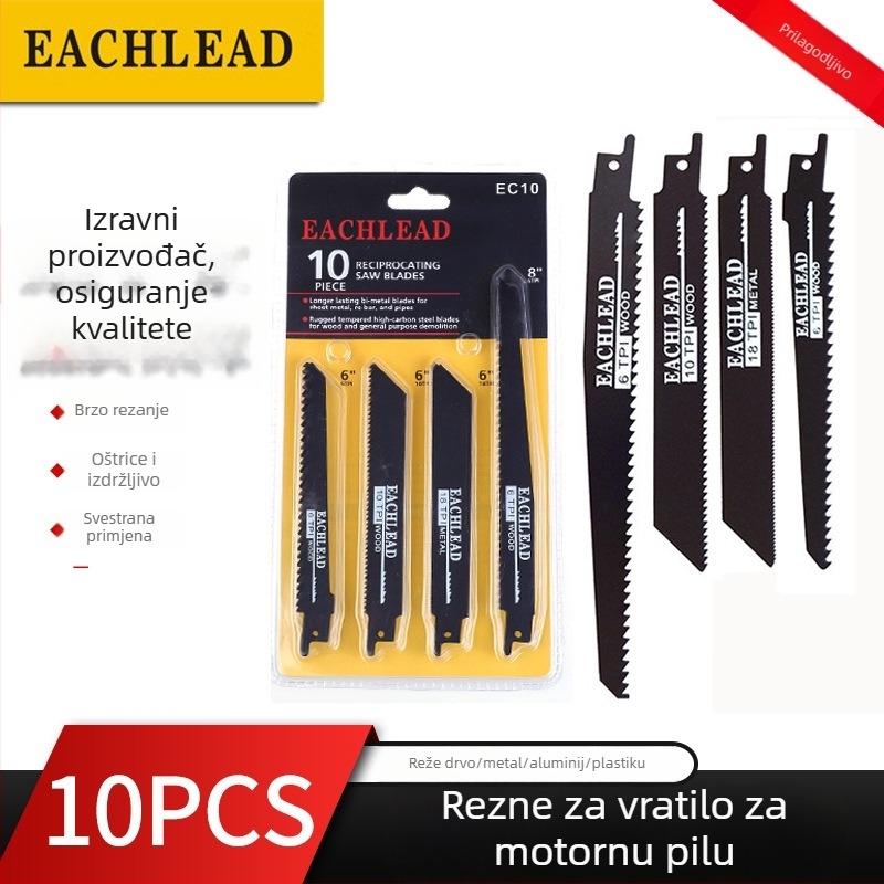10 kom. karbonskog čelika za sablanu pilu – za rezanje metala, drva, plastike, mesa i kostiju; električna pila list