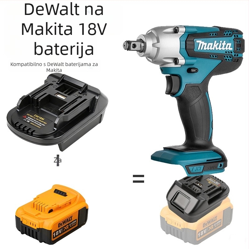 Konverter za Makita MT električne alate – adapter za Dewalt punjač, Li-ion, ulazno napajanje 3.6V, raspon 18–21V
