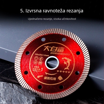 Dijamantni disk za rezanje pločica – model Great White Shark, marka Great White Shark, namijenjeno za obradu betona, proizvedeno sinteriranjem.